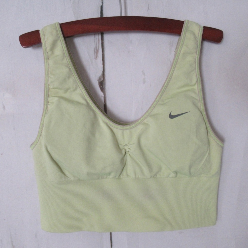 Nike Sports Bra M Green Seamless Running Yoga Active Pullover